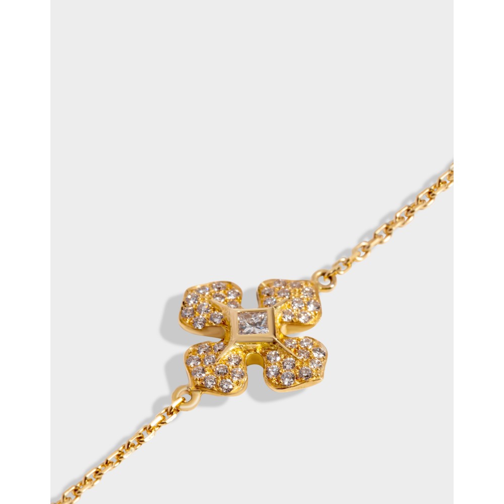 Bracelet fleur Ohdislemoi-Joaillerie en or jaune et diamants