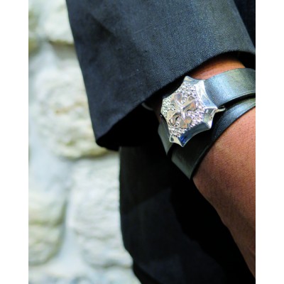 Bracelet Louis cuir crocodile et argent ohdislemoi-joaillerie-paris