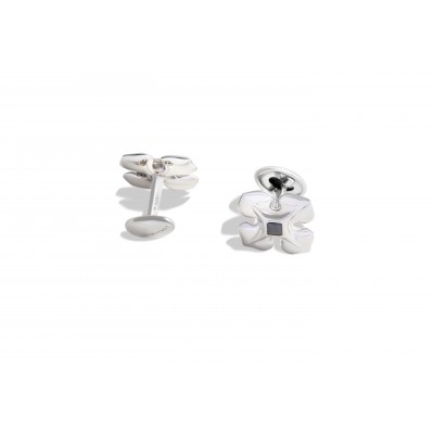 BOUTONS DE MANCHETTES "M LOUIS" argent et onyx