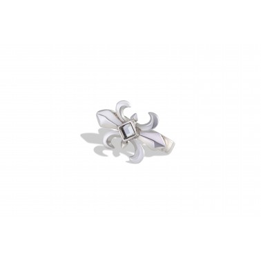 Mini attachante Fleur de Lys d'Ohdislemoi, en argent rhodié, cristal blanc