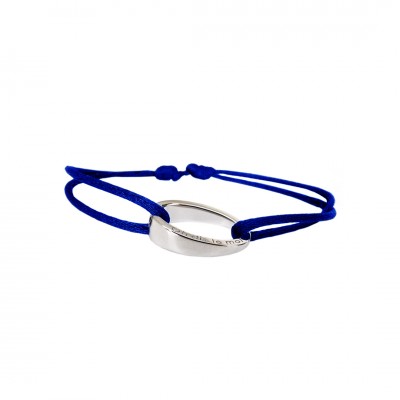 Bracelet design"OH", en argent 925, Ohdislemoi-Paris cordon bleu azur