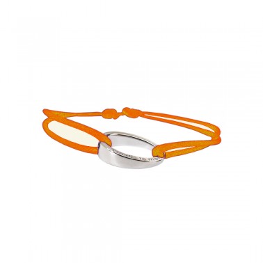 Bracelet design"OH", en argent 925, Ohdislemoi-Paris cordon orange